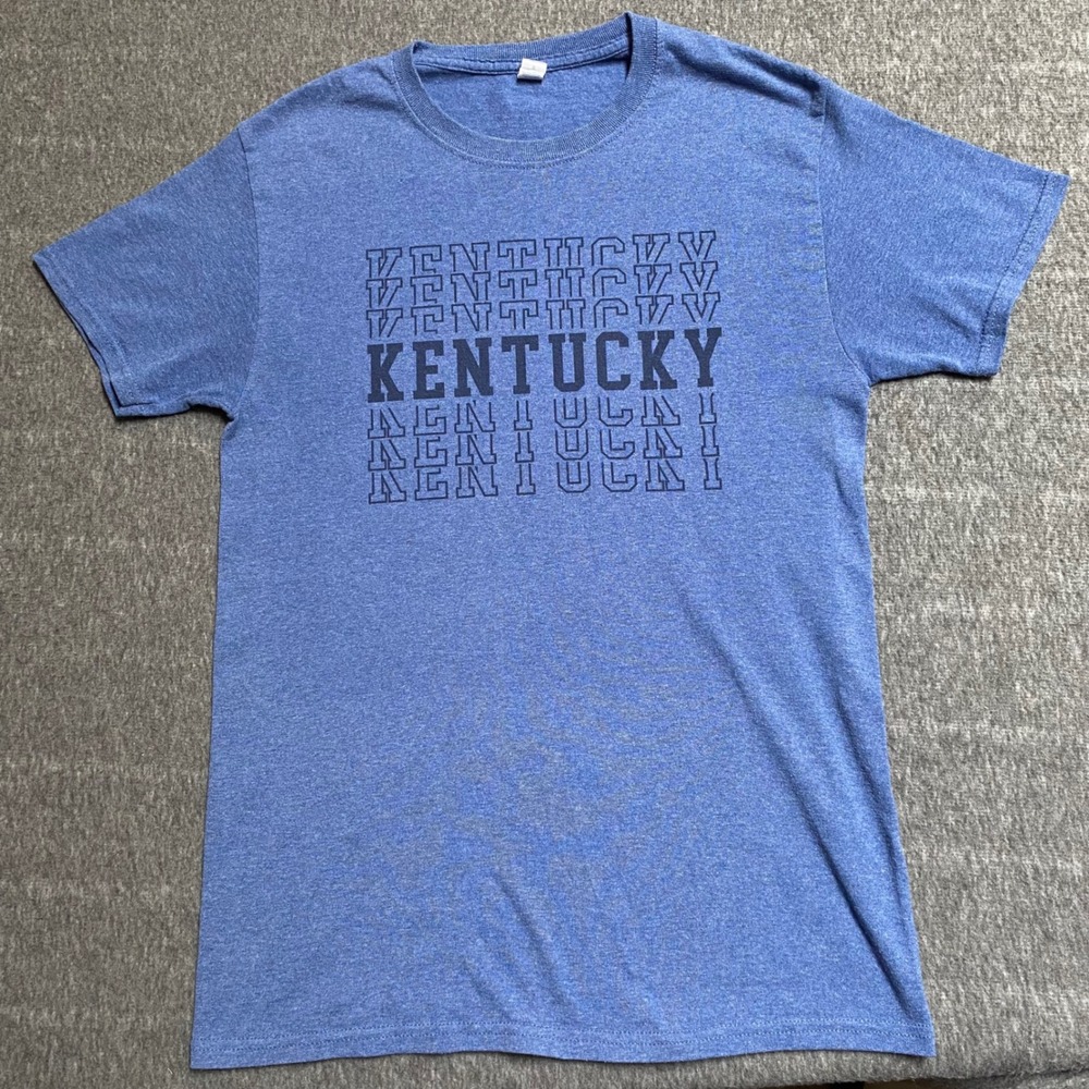 Jerzees Dri-Power Kentucky Wildcats T-Shirt Mens Small Blue Heather Graphic Tee